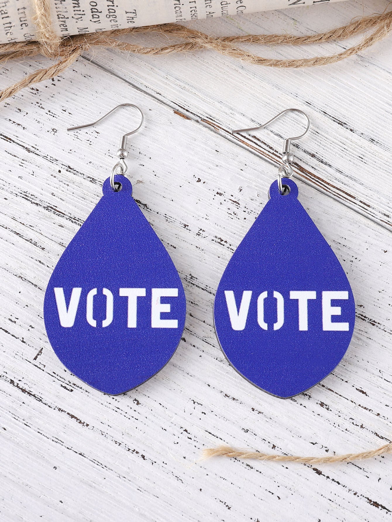 Wholesale Independence Day Personalized Double Sided Round Wooden Chip Earrings